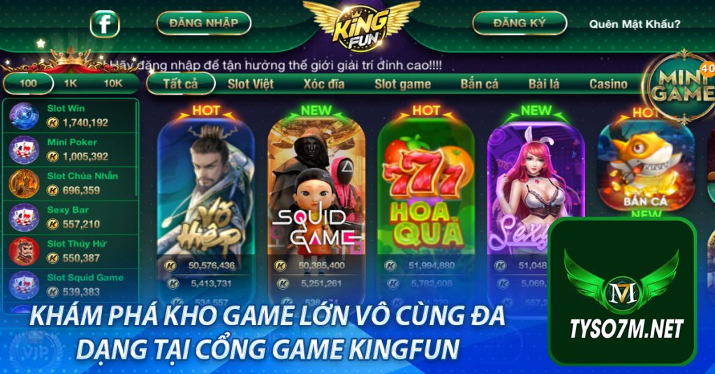 Khám phá kho game lớn vô cùng đa dạng tại cổng game Kingfun 